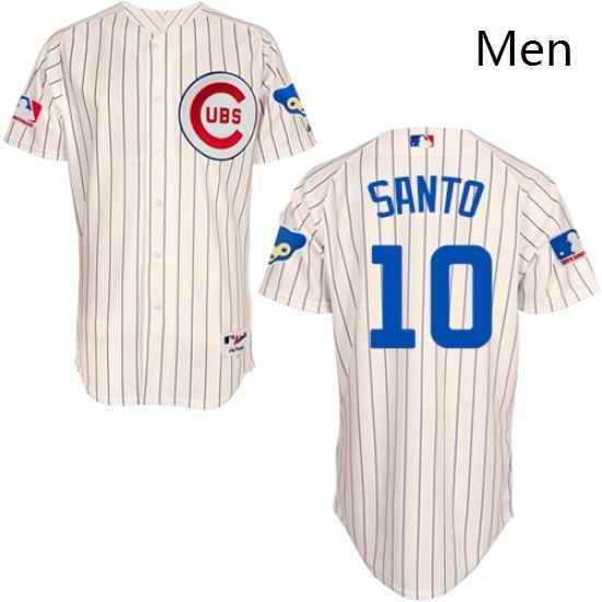 Mens Majestic Chicago Cubs 10 Ron Santo Replica Cream 1969 Turn Back The Clock MLB Jersey